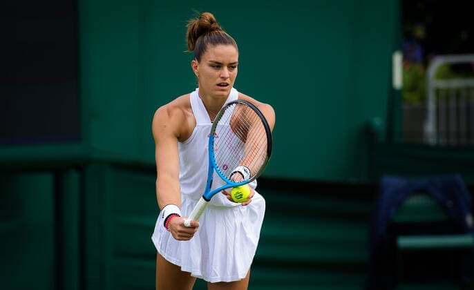 Mandatory Credit: Photo by Rob Prange Shutterstock (12173634aa) Maria Sakkari of Greece in action during the first round of the 2021 Wimbledon Championships Grand Slam tennis tournament Wimbledon Tennis Championships, Day 2, The All England Lawn Tennis and Croquet Club, London, UK - 29 Jun 2021 Wimbledon Tennis Championships, Day 2, The All England Lawn Tennis and Croquet Club, London, UK - 29 Jun 2021  Copyright: xRobxPrange Shutterstockx 12173634aa