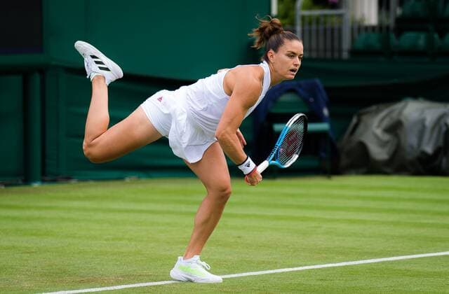 Mandatory Credit: Photo by Rob Prange Shutterstock (12173634ac) Maria Sakkari of Greece in action during the first round of the 2021 Wimbledon Championships Grand Slam tennis tournament Wimbledon Tennis Championships, Day 2, The All England Lawn Tennis and Croquet Club, London, UK - 29 Jun 2021 Wimbledon Tennis Championships, Day 2, The All England Lawn Tennis and Croquet Club, London, UK - 29 Jun 2021  Copyright: xRobxPrange Shutterstockx 12173634ac