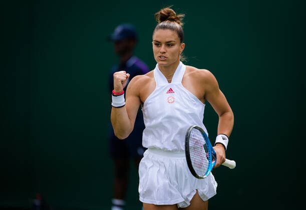 Mandatory Credit: Photo by Rob Prange Shutterstock (12173634ae) Maria Sakkari of Greece in action during the first round of the 2021 Wimbledon Championships Grand Slam tennis tournament Wimbledon Tennis Championships, Day 2, The All England Lawn Tennis and Croquet Club, London, UK - 29 Jun 2021 Wimbledon Tennis Championships, Day 2, The All England Lawn Tennis and Croquet Club, London, UK - 29 Jun 2021  Copyright: xRobxPrange Shutterstockx 12173634ae