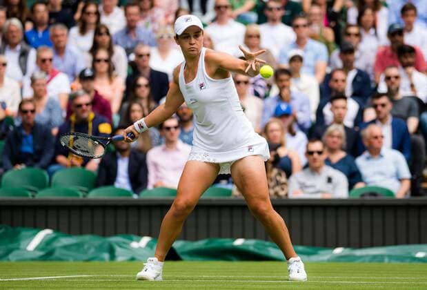 Mandatory Credit: Photo by Rob Prange Shutterstock (12173634bt) Ashleigh Barty of Australia in action during the first round of the 2021 Wimbledon Championships Grand Slam tennis tournament Wimbledon Tennis Championships, Day 2, The All England Lawn Tennis and Croquet Club, London, UK - 29 Jun 2021 Wimbledon Tennis Championships, Day 2, The All England Lawn Tennis and Croquet Club, London, UK - 29 Jun 2021  Copyright: xRobxPrange Shutterstockx 12173634bt