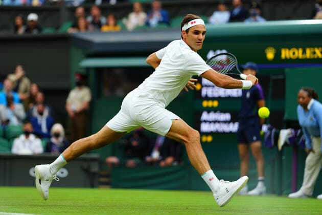 Mandatory Credit: Photo by Javier Garcia BPI Shutterstock (12173633hu) Roger Federer during his first round match Wimbledon Tennis Championships, Day 2, The All England Lawn Tennis and Croquet Club, London, UK - 29 Jun 2021 Wimbledon Tennis Championships, Day 2, The All England Lawn Tennis and Croquet Club, London, UK - 29 Jun 2021  Copyright: xJavierxGarcia BPI Shutterstockx 12173633hu