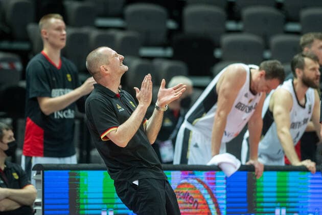 Basketball Split 29.06.2021 Olympia-Qualifikation FIBA Olympic Qualifying Tournament 2020 Gruppenphase, Gruppe A Deutschland (GER) - Mexiko (MEX) Henrik Rödl (Deutschland, Bundestrainer) Rodl Roedl enttäuscht