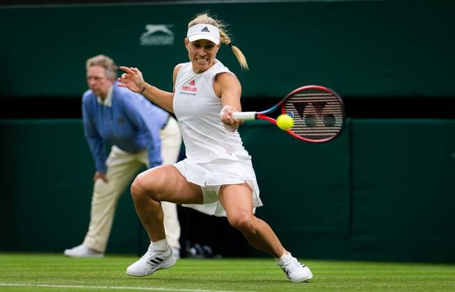 Mandatory Credit: Photo by Rob Prange Shutterstock (12173634dz) Angelique Kerber of Germany in action during the first round of the 2021 Wimbledon Championships Grand Slam tennis tournament Wimbledon Tennis Championships, Day 2, The All England Lawn Tennis and Croquet Club, London, UK - 29 Jun 2021 Wimbledon Tennis Championships, Day 2, The All England Lawn Tennis and Croquet Club, London, UK - 29 Jun 2021  Copyright: xRobxPrange Shutterstockx 12173634dz