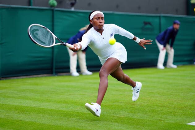 Mandatory Credit: Photo by Javier Garcia BPI Shutterstock (12173633ks) Coco Gauff during her first round match Wimbledon Tennis Championships, Day 2, The All England Lawn Tennis and Croquet Club, London, UK - 29 Jun 2021 Wimbledon Tennis Championships, Day 2, The All England Lawn Tennis and Croquet Club, London, UK - 29 Jun 2021  Copyright: xJavierxGarcia BPI Shutterstockx 12173633ks