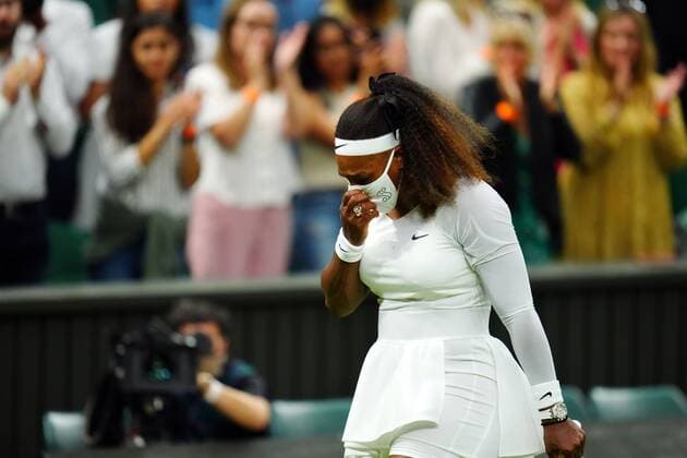 Mandatory Credit: Photo by Javier Garcia BPI Shutterstock (12173633mm) Serena Williams emotional after having to retire hurt in her first round match Wimbledon Tennis Championships, Day 2, The All England Lawn Tennis and Croquet Club, London, UK - 29 Jun 2021 Wimbledon Tennis Championships, Day 2, The All England Lawn Tennis and Croquet Club, London, UK - 29 Jun 2021  Copyright: xJavierxGarcia BPI Shutterstockx 12173633mm