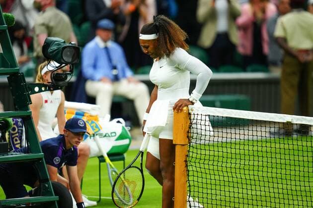 Mandatory Credit: Photo by Javier Garcia BPI Shutterstock (12173633mv) Serena Williams emotional after having to retire hurt in her first round match Wimbledon Tennis Championships, Day 2, The All England Lawn Tennis and Croquet Club, London, UK - 29 Jun 2021 Wimbledon Tennis Championships, Day 2, The All England Lawn Tennis and Croquet Club, London, UK - 29 Jun 2021  Copyright: xJavierxGarcia BPI Shutterstockx 12173633mv