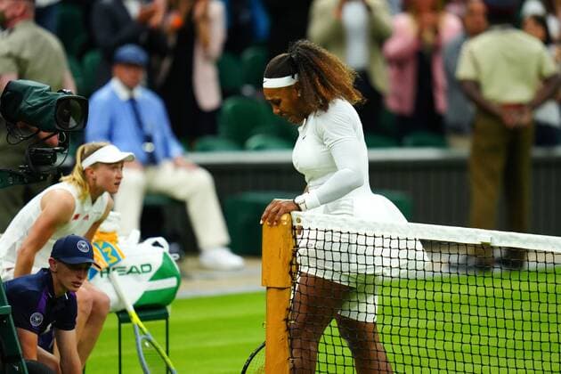 Mandatory Credit: Photo by Javier Garcia BPI Shutterstock (12173633mx) Serena Williams emotional after having to retire hurt in her first round match Wimbledon Tennis Championships, Day 2, The All England Lawn Tennis and Croquet Club, London, UK - 29 Jun 2021 Wimbledon Tennis Championships, Day 2, The All England Lawn Tennis and Croquet Club, London, UK - 29 Jun 2021  Copyright: xJavierxGarcia BPI Shutterstockx 12173633mx