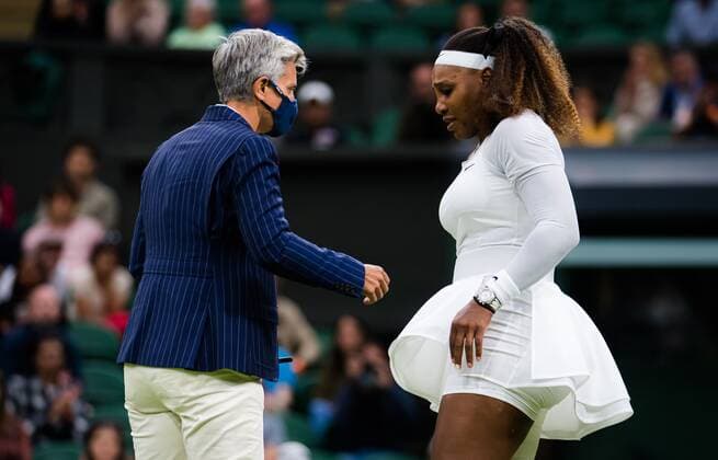 Mandatory Credit: Photo by Rob Prange Shutterstock (12173634ft) Serena Williams of the United States is forced to retire with injury from the first round of the 2021 Wimbledon Championships Grand Slam tennis tournament Wimbledon Tennis Championships, Day 2, The All England Lawn Tennis and Croquet Club, London, UK - 29 Jun 2021 Wimbledon Tennis Championships, Day 2, The All England Lawn Tennis and Croquet Club, London, UK - 29 Jun 2021  Copyright: xRobxPrange Shutterstockx 12173634ft