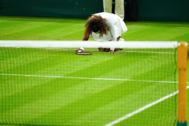 Mandatory Credit: Photo by Javier Garcia BPI Shutterstock (12173633ns) Serena Williams shouts in pain and is forced to retire hurt in her first round match Wimbledon Tennis Championships, Day 2, The All England Lawn Tennis and Croquet Club, London, UK - 29 Jun 2021 Wimbledon Tennis Championships, Day 2, The All England Lawn Tennis and Croquet Club, London, UK - 29 Jun 2021  Copyright: xJavierxGarcia BPI Shutterstockx 12173633ns