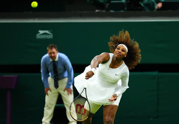 Mandatory Credit: Photo by Javier Garcia BPI Shutterstock (12173633nv) Serena Williams before being forced to retire hurt in her first round match Wimbledon Tennis Championships, Day 2, The All England Lawn Tennis and Croquet Club, London, UK - 29 Jun 2021 Wimbledon Tennis Championships, Day 2, The All England Lawn Tennis and Croquet Club, London, UK - 29 Jun 2021  Copyright: xJavierxGarcia BPI Shutterstockx 12173633nv
