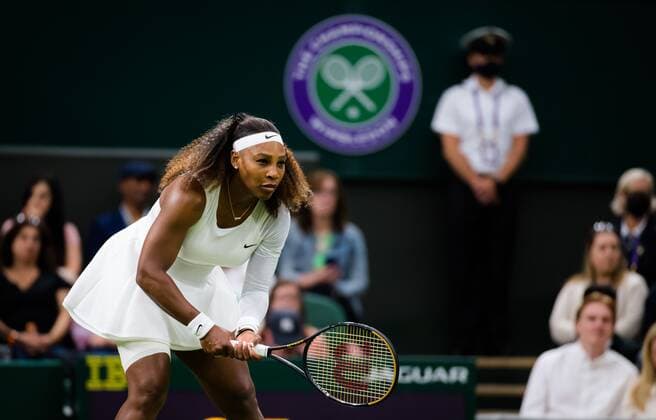 Mandatory Credit: Photo by Rob Prange Shutterstock (12173634gc) Serena Williams of the United States in action during the first round of the 2021 Wimbledon Championships Grand Slam tennis tournament Wimbledon Tennis Championships, Day 2, The All England Lawn Tennis and Croquet Club, London, UK - 29 Jun 2021 Wimbledon Tennis Championships, Day 2, The All England Lawn Tennis and Croquet Club, London, UK - 29 Jun 2021  Copyright: xRobxPrange Shutterstockx 12173634gc