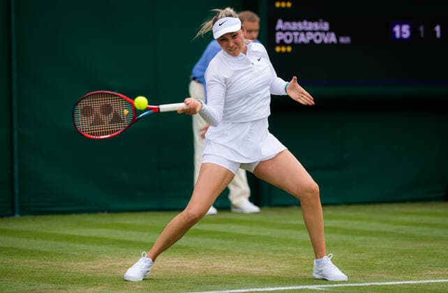 June 29, 2021, LONDON, GREAT BRITAIN: Donna Vekic of Croatia in action during the first round of the 2021 Wimbledon Championships Grand Slam tennis tournament against Anastasia Potapova of Russia LONDON GREAT BRITAIN - ZUMAa181 20210629_zaa_a181_098 Copyright: xRobxPrangex