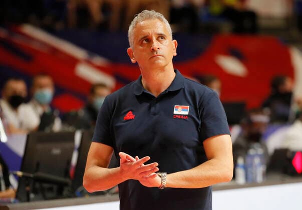 (210630) -- BELGRADE, June 30, 2021 -- Serbia s head coach Igor Kokoskov gestures during FIBA Olympic Qualifying Tournament basketball match between Serbia and Dominican Republic in Belgrade, Serbia on June 29, 2021. (Photo by Xinhua) (SP)SERBIA-BELGRADE-BASKETBALL-FIBA OQT-DOMINICAN REPUBLIC VS SERBIA PredragxMilosavljevic 