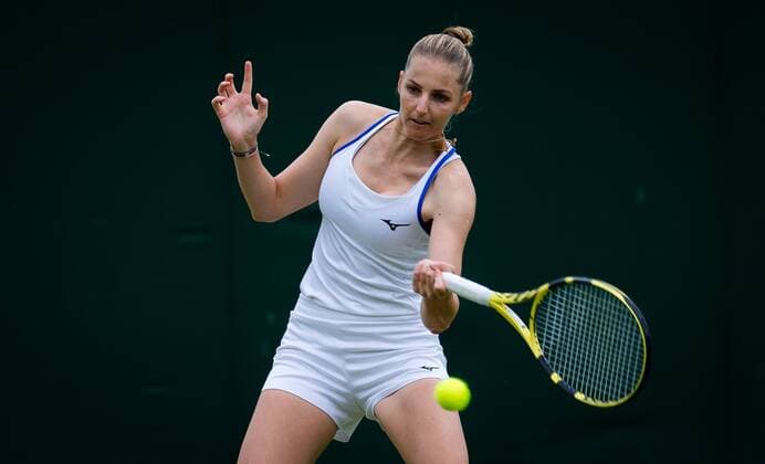 Mandatory Credit: Photo by Rob Prange Shutterstock (12189892ap) Kristyna Pliskova of the Czech Republic in action during the first round of the 2021 Wimbledon Championships Grand Slam tennis tournament Wimbledon Tennis Championships, Day 3, The All England Lawn Tennis and Croquet Club, London, UK - 30 Jun 2021 Wimbledon Tennis Championships, Day 3, The All England Lawn Tennis and Croquet Club, London, UK - 30 Jun 2021  Copyright: xRobxPrange Shutterstockx 12189892ap