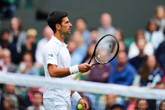 Mandatory Credit: Photo by Javier Garcia BPI Shutterstock (12189891a) Novak Djokovic challenges the umpire during his second round match Wimbledon Tennis Championships, Day 3, The All England Lawn Tennis and Croquet Club, London, UK - 30 Jun 2021 Wimbledon Tennis Championships, Day 3, The All England Lawn Tennis and Croquet Club, London, UK - 30 Jun 2021  Copyright: xJavierxGarcia BPI Shutterstockx 12189891a
