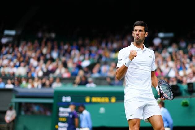 Mandatory Credit: Photo by Javier Garcia BPI Shutterstock (12189891av) Novak Djokovic celebrates during his second round match Wimbledon Tennis Championships, Day 3, The All England Lawn Tennis and Croquet Club, London, UK - 30 Jun 2021 Wimbledon Tennis Championships, Day 3, The All England Lawn Tennis and Croquet Club, London, UK - 30 Jun 2021  Copyright: xJavierxGarcia BPI Shutterstockx 12189891av