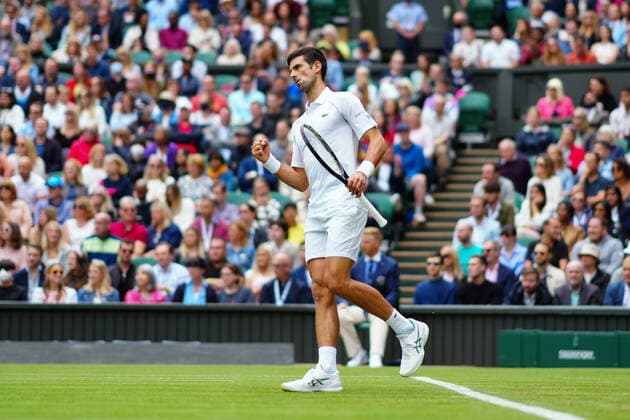 Mandatory Credit: Photo by Javier Garcia BPI Shutterstock (12189891cn) Novak Djokovic celebrates winning the second set during his second round match Wimbledon Tennis Championships, Day 3, The All England Lawn Tennis and Croquet Club, London, UK - 30 Jun 2021 Wimbledon Tennis Championships, Day 3, The All England Lawn Tennis and Croquet Club, London, UK - 30 Jun 2021  Copyright: xJavierxGarcia BPI Shutterstockx 12189891cn