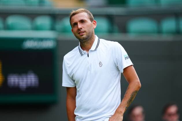 Mandatory Credit: Photo by Javier Garcia BPI Shutterstock (12189891ff) Dan Evans reacts after being warned for swearing during his second round match Wimbledon Tennis Championships, Day 3, The All England Lawn Tennis and Croquet Club, London, UK - 30 Jun 2021 Wimbledon Tennis Championships, Day 3, The All England Lawn Tennis and Croquet Club, London, UK - 30 Jun 2021  Copyright: xJavierxGarcia BPI Shutterstockx 12189891ff