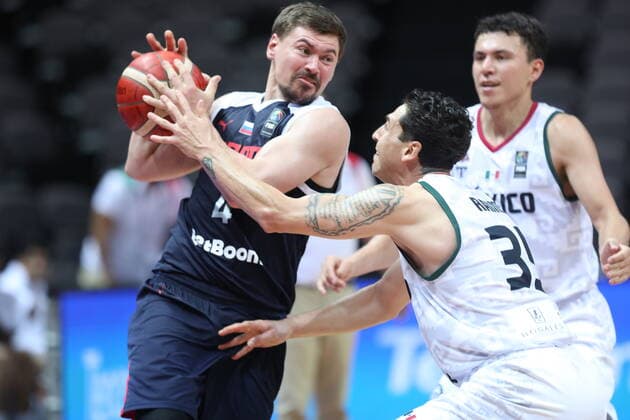 PXL_Mexico v Russia - Group A: 2020 FIBA Men s Olympic Qualifying Tournaments SPLIT, CROATIA - JUNE 30: Evgeny Baburin of Russia drives to the net during the 2020 FIBA Men s Olympic Qualifying Tournament game between Mexico and Russia at Spaladium Arena on June 30, 2021 in Split, Croatia. IvoxCagalj PIXSELL
