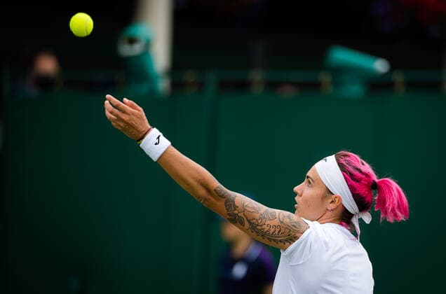 June 30, 2021: Aliona Bolsova of Spain in action during the first round of the 2021 Wimbledon Championships Grand Slam tennis tournament against Paula Badosa of Spain - ZUMAa181 20210630_zaa_a181_043 Copyright: xRobxPrangex