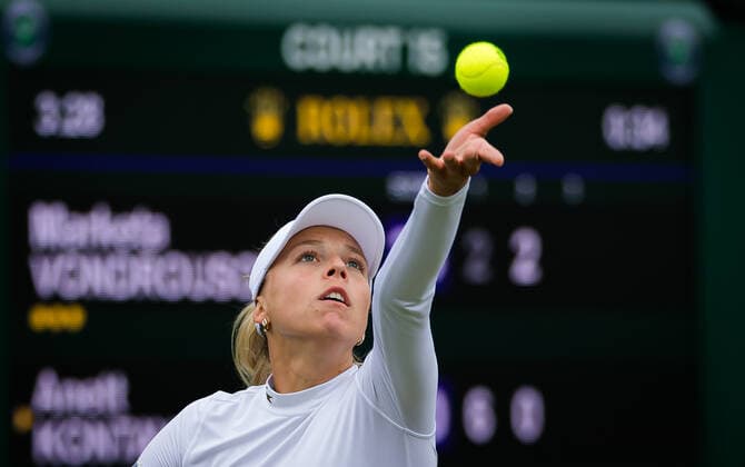 June 30, 2021: Anett Kontaveit of Estonia in action during the first round of the 2021 Wimbledon Championships Grand Slam tennis tournament against Marketa Vondrousova of the Czech Republic - ZUMAa181 20210630_zaa_a181_100 Copyright: xRobxPrangex