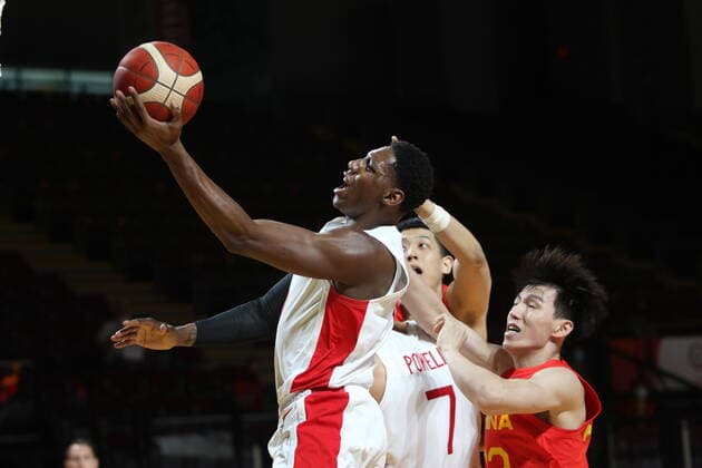 June 30, 2021, Victoria, BC, Canada: Canada s RJ Barrett drives to the net against China during the first half of FIBA Men s Olympic Qualifying basketball action at Memorial Arena in Victoria, B.C., on Wednesday, June 30, 2021. RJ Barrett,Qian Wu, - ZUMAc35_ 20210630_zaf_c35_058 Copyright: xChadxHipolitox