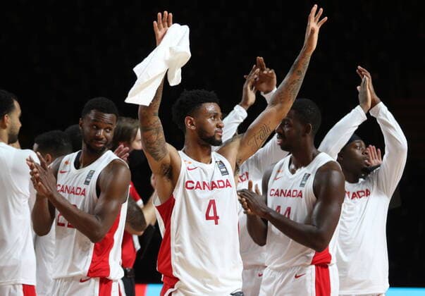 June 30, 2021, Victoria, BC, Canada: Canada s Nickeil Alexander-Walker celebrates with teammates following their 109-79 win over China in FIBA Men s Olympic Qualifying basketball action at Memorial Arena in Victoria, B.C., on Wednesday, June 30, 2021. Nickeil Alexander-Walker  - ZUMAc35_ 20210630_zaf_c35_073 Copyright: xChadxHipolitox