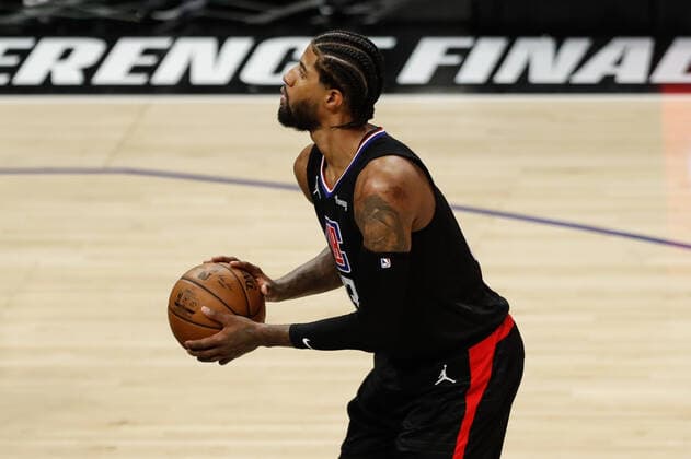 LOS ANGELES, CA - JUNE 30: LA Clippers guard Paul George (13) during game 6 of the NBA, Basketball Herren, USA Western Conference Final between the Phoenix Suns and the Los Angeles Clippers on June 30, 2021, at Staples Center in Los Angeles, CA. (Photo by Jevone Moore Icon Sportswire) NBA: JUN 30 Western Conference Final - Suns at Clippers Icon210630048
