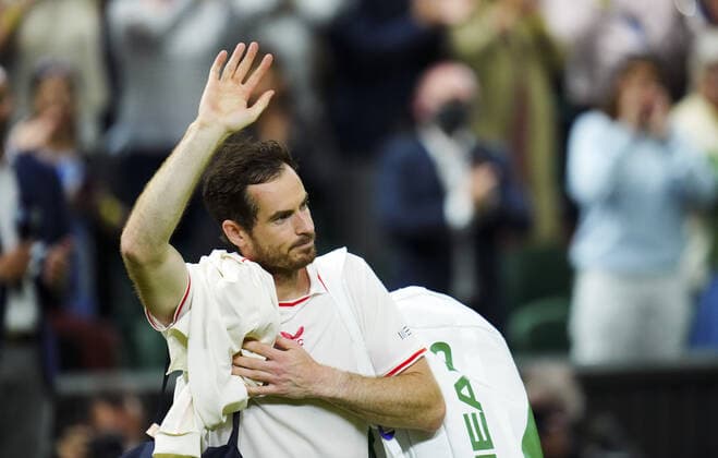 Mandatory Credit: Photo by Javier Garcia BPI Shutterstock (12189891ss) Andy Murray after victory in his second round match Wimbledon Tennis Championships, Day 3, The All England Lawn Tennis and Croquet Club, London, UK - 30 Jun 2021 Wimbledon Tennis Championships, Day 3, The All England Lawn Tennis and Croquet Club, London, UK - 30 Jun 2021  Copyright: xJavierxGarcia BPI Shutterstockx 12189891ss