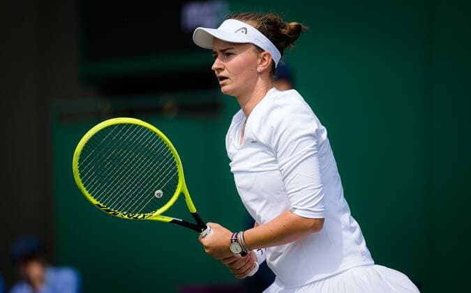Mandatory Credit: Photo by Rob Prange Shutterstock (12191441p) Barbora Krejcikova of the Czech Republic in action during the second round of the 2021 Wimbledon Championships Grand Slam tennis tournament Wimbledon Tennis Championships, Day 4, The All England Lawn Tennis and Croquet Club, London, UK - 01 Jul 2021 Wimbledon Tennis Championships, Day 4, The All England Lawn Tennis and Croquet Club, London, UK - 01 Jul 2021  Copyright: xRobxPrange Shutterstockx 12191441p
