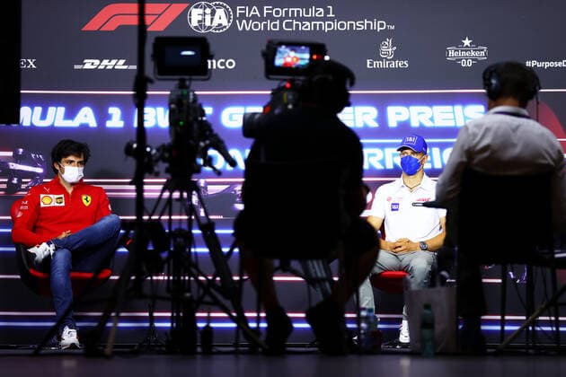 F1 Grand Prix of Austria 55 Carlos Sainz (ESP, Scuderia Ferrari Mission Winnow), 47 Mick Schumacher (GER, Haas F1 Team), F1 Grand Prix of Austria at Red Bull Ring on July 1, 2021 in Spielberg, Austria. (Photo by Dan Istitene Getty Images FIA Pool via HOCH ZWEI) Spielberg Red Bull Ring Austria Poolfoto HOCH ZWEI Pool Getty Images ,EDITORIAL USE ONLY