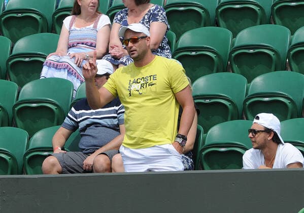 Tennis - 2021 All England Championship - Week One - Day Four (Thursday) - Wimbledon Andrea Petkovic v Barbora Krajcikova Andrea Petkovic coach complains to the Umpire 
