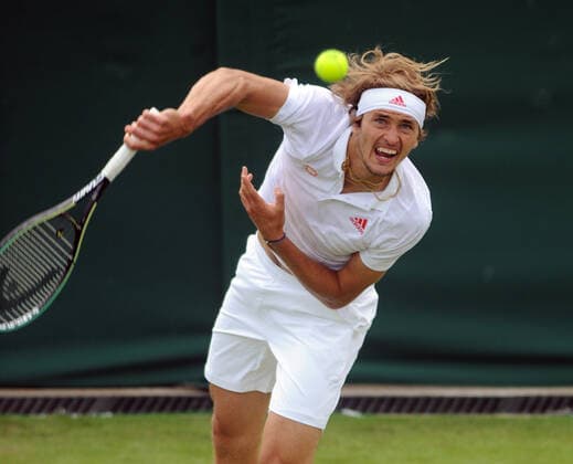 Tennis - 2021 All England Championship - Week One - Day Four (Thursday) - Wimbledon Tennys Sandgren v Alexander Zverev Alexander Zverev of Germany 