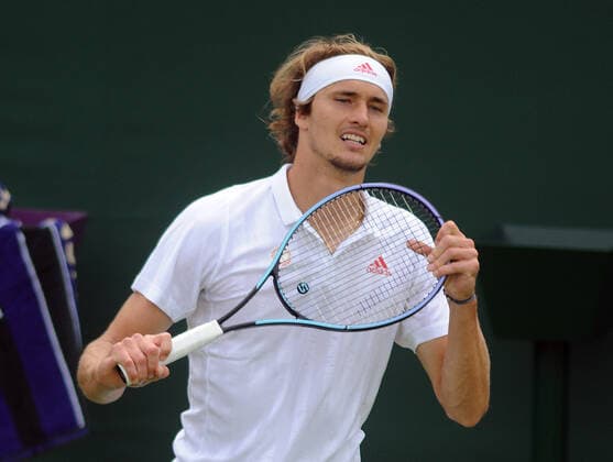 Tennis - 2021 All England Championship - Week One - Day Four (Thursday) - Wimbledon Tennys Sandgren v Alexander Zverev Alexander Zverev of Germany 
