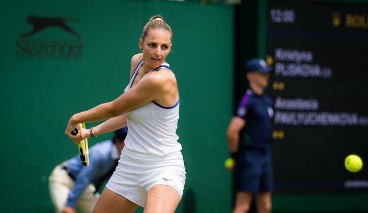 July 1, 2021: Kristyna Pliskova of the Czech Republic in action during the second round of the 2021 Wimbledon Championships Grand Slam tennis tournament against Anastasia Pavlyuchenkova of Russia - ZUMAa181 20210701_zaa_a181_087 Copyright: xRobxPrangex
