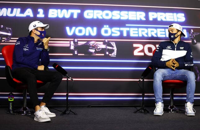 F1 Grand Prix of Austria 6 Nicholas Latifi (CAN, Williams Racing), 10 Pierre Gasly (FRA, Scuderia AlphaTauri Honda), F1 Grand Prix of Austria at Red Bull Ring on July 1, 2021 in Spielberg, Austria. (Photo by Bryn Lennon Getty Images FIA Pool via HOCH ZWEI) Spielberg Red Bull Ring Austria Poolfoto HOCH ZWEI Pool Getty Images ,EDITORIAL USE ONLY