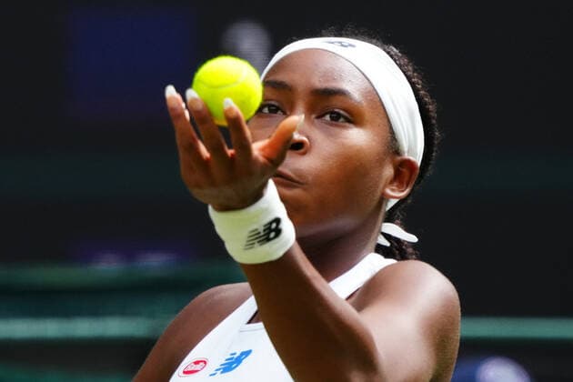 Mandatory Credit: Photo by Javier Garcia Shutterstock (12191440dr) Coco Gauff during her second round match Wimbledon Tennis Championships, Day 4, The All England Lawn Tennis and Croquet Club, London, UK - 01 Jul 2021 Wimbledon Tennis Championships, Day 4, The All England Lawn Tennis and Croquet Club, London, UK - 01 Jul 2021  Copyright: xJavierxGarcia Shutterstockx 12191440dr