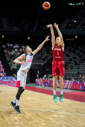 Basketball Split 01.07.2021 Olympia-Qualifikation FIBA Olympic Qualifying Tournament 2020 Gruppenphase, Gruppe A Russland (RUS) - Deutschland (GER) Nils Giffey (Deutschland, No.05)