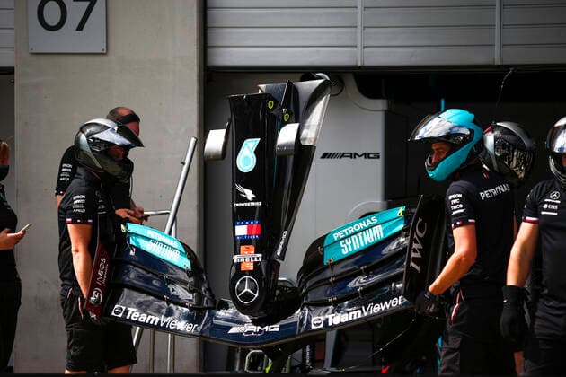 Mercedes-AMG Petronas F1 Team during pit stop practice, F1 Grand Prix of Austria at Red Bull Ring on July 1, 2021 in Spielberg, Austria. (Photo by HOCH ZWEI) Spielberg Austria