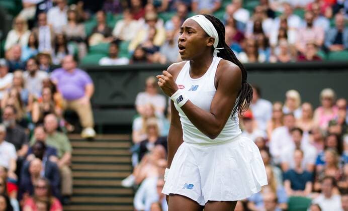 Mandatory Credit: Photo by Rob Prange Shutterstock (12191441ck) Cori Gauff of the United States in action during the second round of the 2021 Wimbledon Championships Grand Slam tennis tournament Wimbledon Tennis Championships, Day 4, The All England Lawn Tennis and Croquet Club, London, UK - 01 Jul 2021 Wimbledon Tennis Championships, Day 4, The All England Lawn Tennis and Croquet Club, London, UK - 01 Jul 2021  Copyright: xRobxPrange Shutterstockx 12191441ck