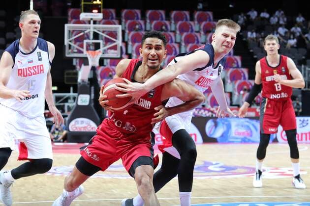 PXL_Russia v Germany - Group A: 2020 FIBA Men s Olympic Qualifying Tournaments SPLIT, CROATIA - JULY 01: Anton Kardanakhishvili of Russia guard Maodo LÃ of Germany drives toward the basket during the 2020 FIBA Men s Olympic Qualifying Tournament game between Russia and Germany at Spaladium Arena on July 1, 2021 in Split, Croatia. IvoxCagalj PIXSELL
