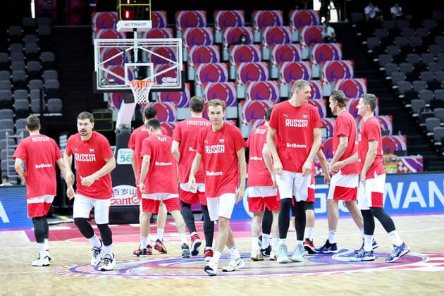 PXL_Russia v Germany - Group A: 2020 FIBA Men s Olympic Qualifying Tournaments SPLIT, CROATIA - JULY 01: The Russian team before the 2020 FIBA Men s Olympic Qualifying Tournament game between Russia and Germany at Spaladium Arena on July 1, 2021 in Split, Croatia. IvoxCagalj PIXSELL