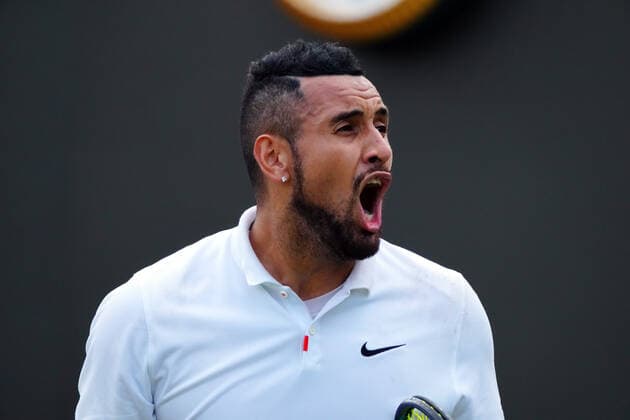Mandatory Credit: Photo by Javier Garcia Shutterstock (12191440hy) Nick Kyrgios during his second round match Wimbledon Tennis Championships, Day 4, The All England Lawn Tennis and Croquet Club, London, UK - 01 Jul 2021 Wimbledon Tennis Championships, Day 4, The All England Lawn Tennis and Croquet Club, London, UK - 01 Jul 2021  Copyright: xJavierxGarcia Shutterstockx 12191440hy