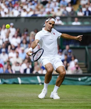 Mandatory Credit: Photo by Shutterstock (12191444bm) Roger Federer during his second round match Wimbledon Tennis Championships, Day 4, The All England Lawn Tennis and Croquet Club, London, UK - 01 Jul 2021 Wimbledon Tennis Championships, Day 4, The All England Lawn Tennis and Croquet Club, London, UK - 01 Jul 2021  Copyright: xShutterstockx 12191444bm