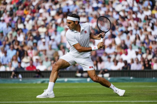 Mandatory Credit: Photo by Shutterstock (12191444bg) Roger Federer during his second round match Wimbledon Tennis Championships, Day 4, The All England Lawn Tennis and Croquet Club, London, UK - 01 Jul 2021 Wimbledon Tennis Championships, Day 4, The All England Lawn Tennis and Croquet Club, London, UK - 01 Jul 2021  Copyright: xShutterstockx 12191444bg