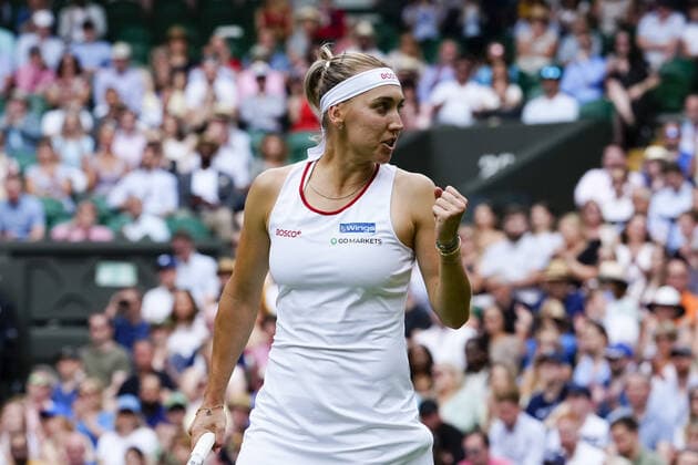 Mandatory Credit: Photo by Shutterstock (12191444ek) Elena Vesnina during her second round match Wimbledon Tennis Championships, Day 4, The All England Lawn Tennis and Croquet Club, London, UK - 01 Jul 2021 Wimbledon Tennis Championships, Day 4, The All England Lawn Tennis and Croquet Club, London, UK - 01 Jul 2021  Copyright: xShutterstockx 12191444ek