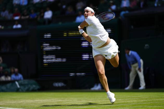 Mandatory Credit: Photo by Shutterstock (12193045ai) Ons Jabeur during her thrird round match Wimbledon Tennis Championships, Day 5, The All England Lawn Tennis and Croquet Club, London, UK - 02 Jul 2021 Wimbledon Tennis Championships, Day 5, The All England Lawn Tennis and Croquet Club, London, UK - 02 Jul 2021  Copyright: xShutterstockx 12193045ai