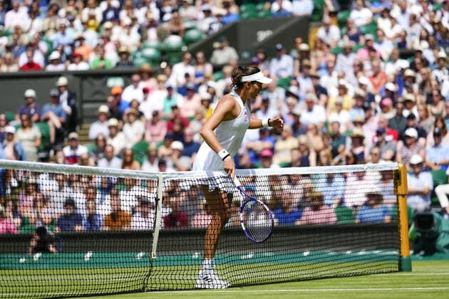 Mandatory Credit: Photo by Shutterstock (12193045aq) Garbine Muguruza during her third round match Wimbledon Tennis Championships, Day 5, The All England Lawn Tennis and Croquet Club, London, UK - 02 Jul 2021 Wimbledon Tennis Championships, Day 5, The All England Lawn Tennis and Croquet Club, London, UK - 02 Jul 2021  Copyright: xShutterstockx 12193045aq