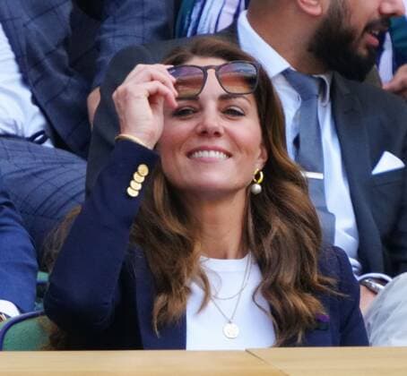 Mandatory Credit: Photo by Javier Garcia Shutterstock (12193040p) Catherine Duchess of Cambridge watching the action from the Royal Box on Centre Court Wimbledon Tennis Championships, Day 5, The All England Lawn Tennis and Croquet Club, London, UK - 02 Jul 2021 Wimbledon Tennis Championships, Day 5, The All England Lawn Tennis and Croquet Club, London, UK - 02 Jul 2021  Copyright: xJavierxGarcia Shutterstockx 12193040p