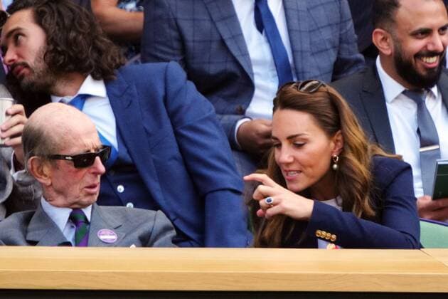 Mandatory Credit: Photo by Javier Garcia Shutterstock (12193040aa) Catherine Duchess of Cambridge and The Duke of Kent watching the action from the Royal Box on Centre Court Wimbledon Tennis Championships, Day 5, The All England Lawn Tennis and Croquet Club, London, UK - 02 Jul 2021 Wimbledon Tennis Championships, Day 5, The All England Lawn Tennis and Croquet Club, London, UK - 02 Jul 2021  Copyright: xJavierxGarcia Shutterstockx 12193040aa